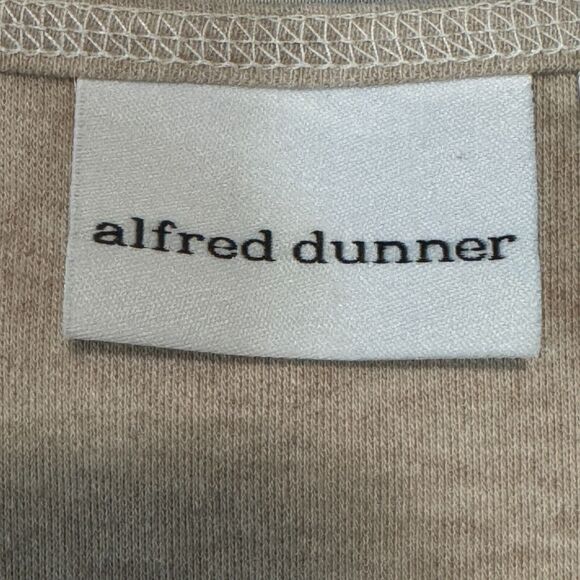 Alfred Dunner Blouse Womens L Tan White Scoop Neck Lace Embellished Long Sleeve - Picture 9 of 15